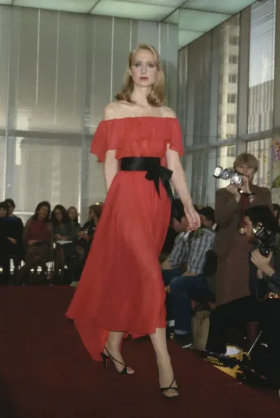 Halston Red Evening Dress Print, Art Prints, Posters