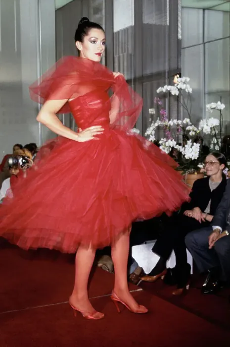 Framed Print : Model Wearing Red Tulle Dress Framed Print : Model Wearing Red Tulle Dress