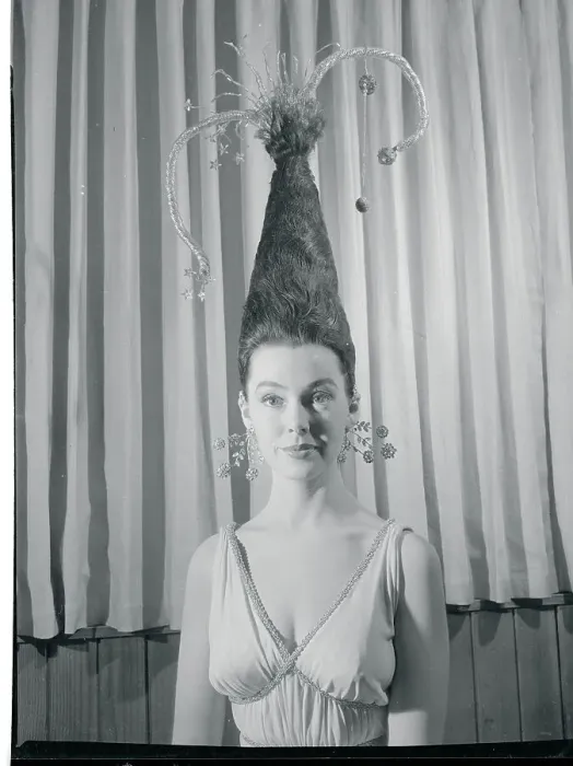 Framed Print : Model Wearing Unusual and Piled High Hairdo Framed Print : Model Wearing Unusual and Piled High Hairdo