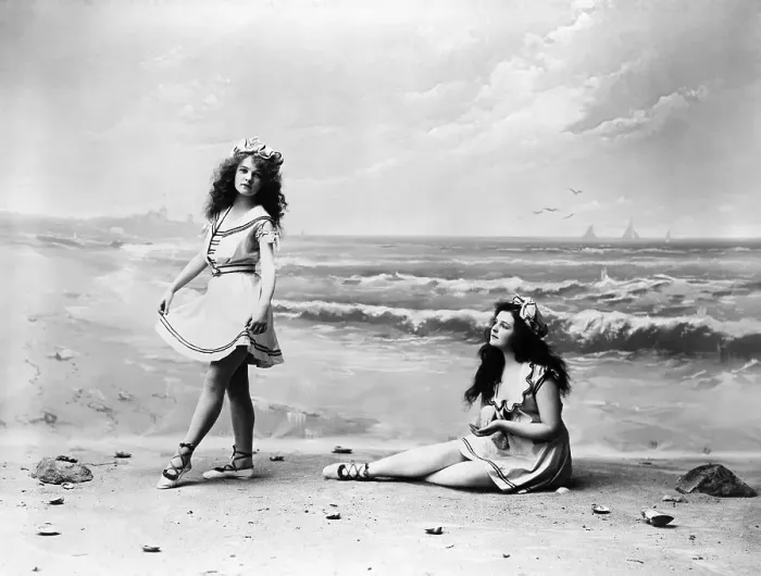 Framed Print : Two Models in Bathing Suits