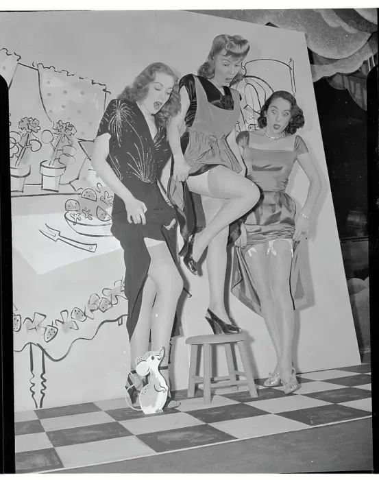 Framed Print : Models Posing at Cheesecake Party Framed Print : Models Posing at Cheesecake Party