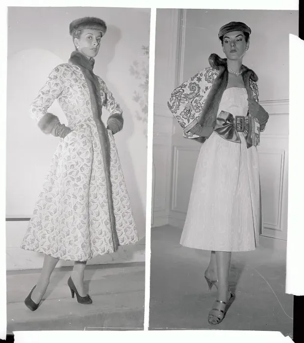 Framed Print : Models Wearing Exquisite Gowns