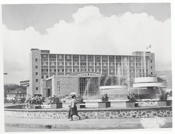 Framed Print : Modern Complex and Pedestrians on Lagos Street Framed Print : Modern Complex and Pedestrians on Lagos Street