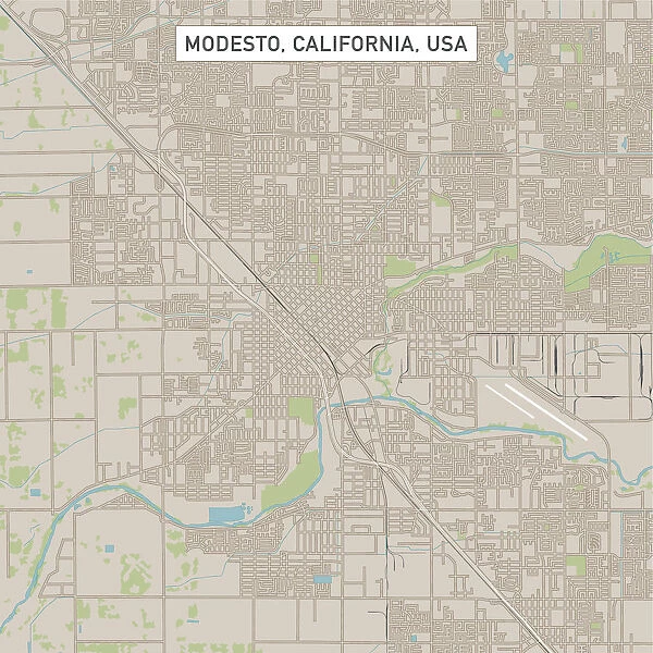 Modesto California US City Street Map