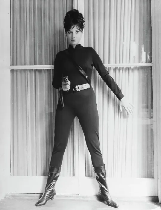 Framed Print : Modesty Blaise In Black Jump Suit Framed Print : Modesty Blaise In Black Jump Suit