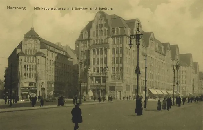 Framed Print : Moenkebergstrasse with Barkhof and Seeburg, Hamburg, Germany, postcard with text, view around ca 1910, Historic, digital reproduction of a historic postcard, public domain, from that time, exact date unknown Framed Print : Moenkebergstrasse with Barkhof and Seeburg, Hamburg, Germany, postcard with text, view around ca 1910, Historic, digital reproduction of a historic postcard, public domain, from that time, exact date unknown