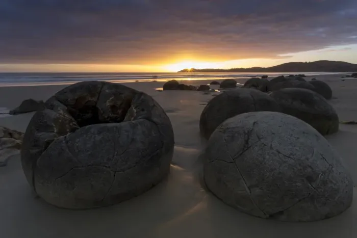 Framed Print : Moeraki Boulders on the beach at sunrise, Moeraki Beach, Hampden, Otago Region, New Zealand Framed Print : Moeraki Boulders on the beach at sunrise, Moeraki Beach, Hampden, Otago Region, New Zealand