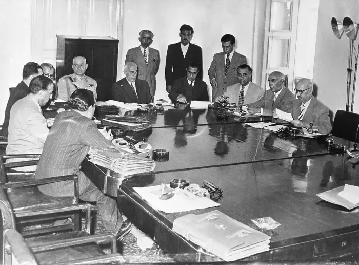 Framed Print : Mohammed Mossadegh at Table with Cabinet Framed Print : Mohammed Mossadegh at Table with Cabinet