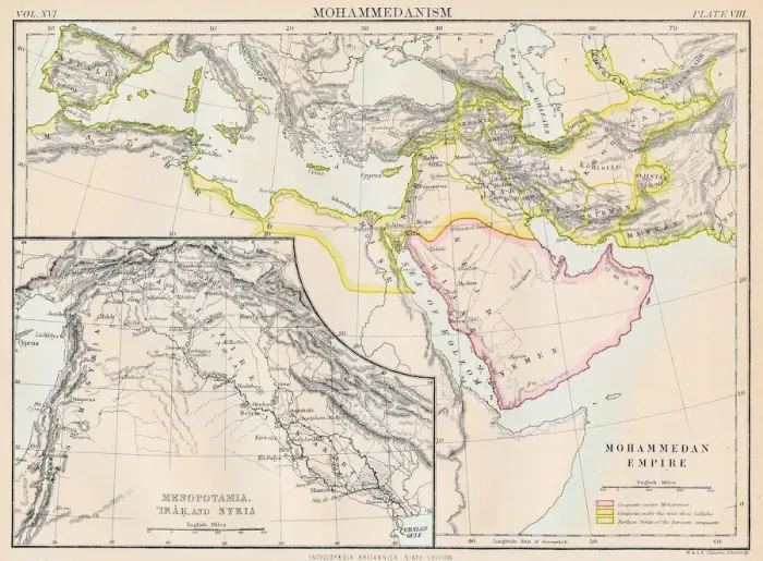 Framed Print : Mohammedan empire map 1883 Framed Print : Mohammedan empire map 1883