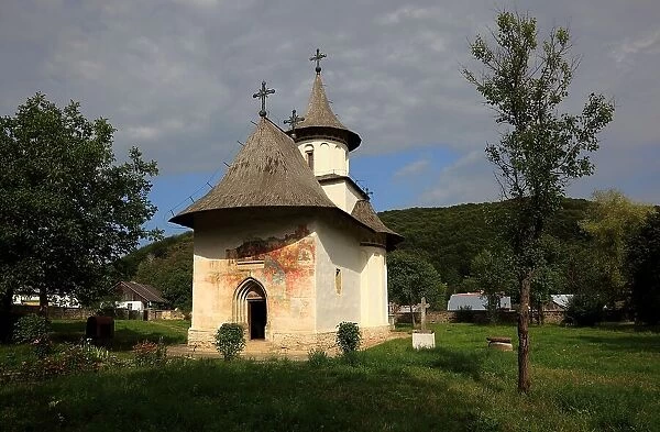 Moldavian Monasteries, Romania, The Holy Cross Church of Patrauti near Suceava, built in 1487, is the smallest church of Stephen the Great