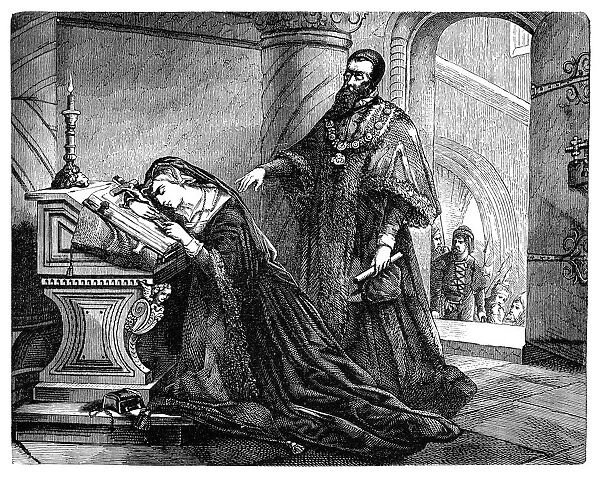 The last moments of Mary Stuart, Queen of the Scots, Prior to being beheaded, 8th February