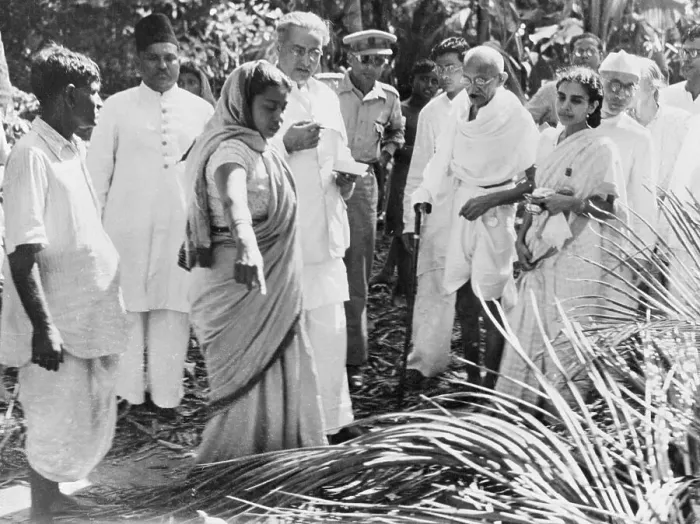 Framed Print : Monandas Gandhi Inspecting Riot Scenes with Colleagues Framed Print : Monandas Gandhi Inspecting Riot Scenes with Colleagues