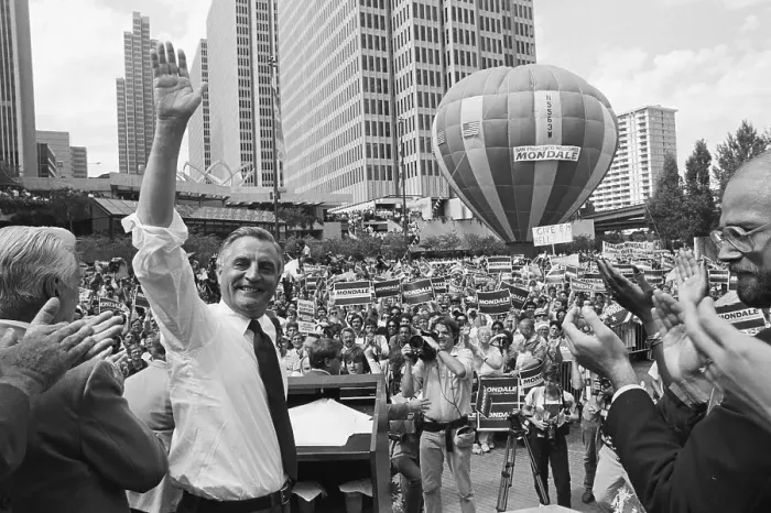 Framed Print : Mondale Waving at a Rally Framed Print : Mondale Waving at a Rally