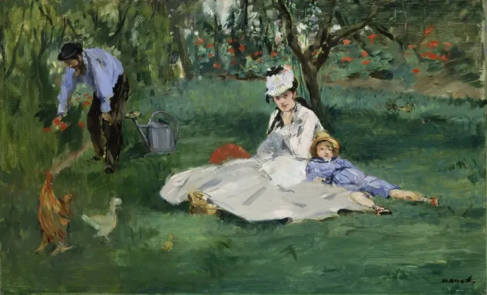 Framed Print : The Monet Family In Their Garden At Argenteuil Framed Print : The Monet Family In Their Garden At Argenteuil