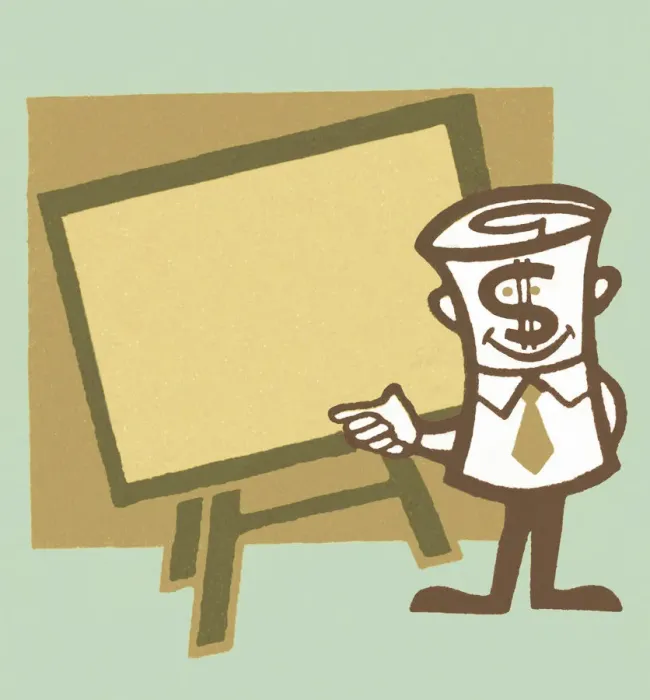Framed Print : Money Character Giving a Presentation Framed Print : Money Character Giving a Presentation