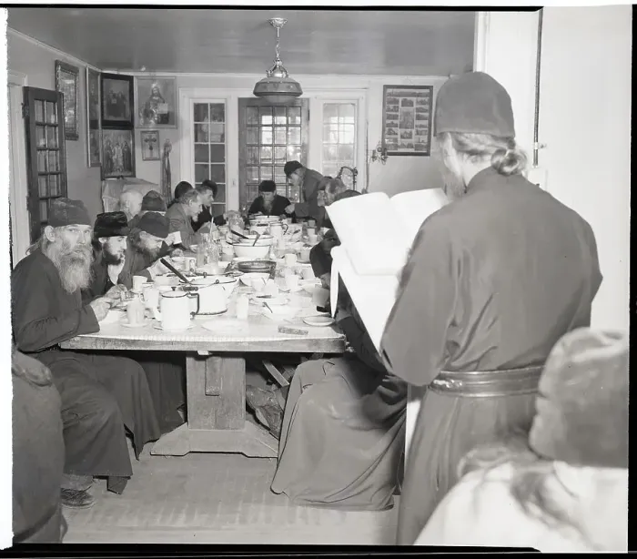 Framed Print : Monks Praying And Eating Midday Meal Framed Print : Monks Praying And Eating Midday Meal