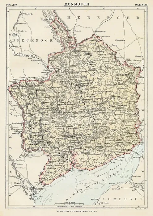 Framed Print : Monmouth map 1883 Framed Print : Monmouth map 1883