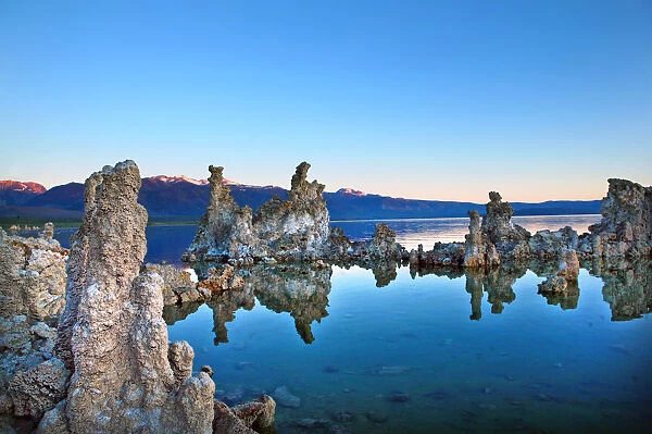 Mono lake. Limestone reflection on Mono lake in California