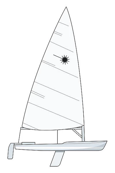 Monohull dinghy with basic rigging