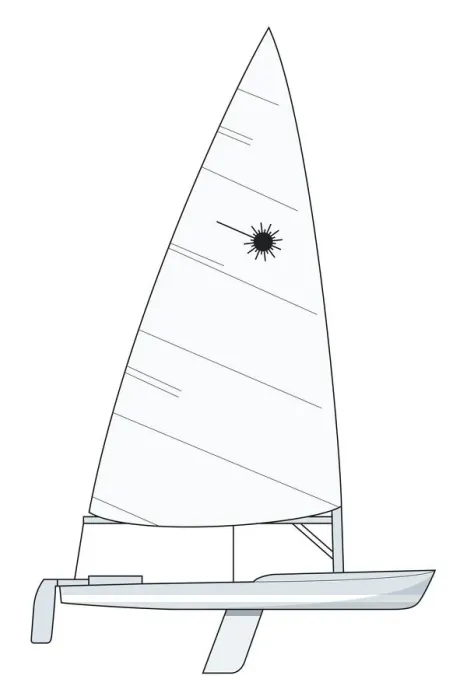 Framed Print : Monohull dinghy with basic rigging