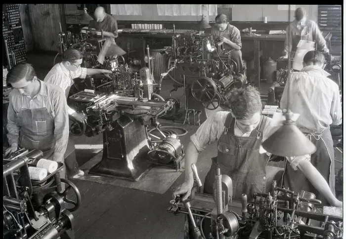 Framed Print : Monotype Casting Machines Framed Print : Monotype Casting Machines
