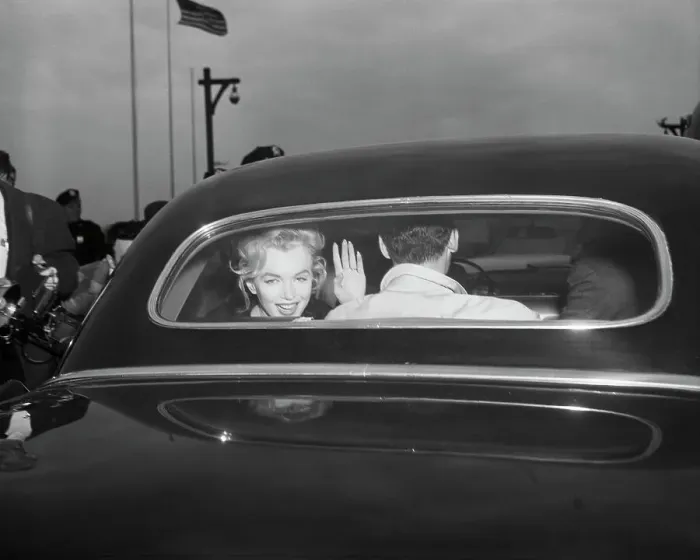 Framed Print : Monroe and Miller Leave Idlewild Airport