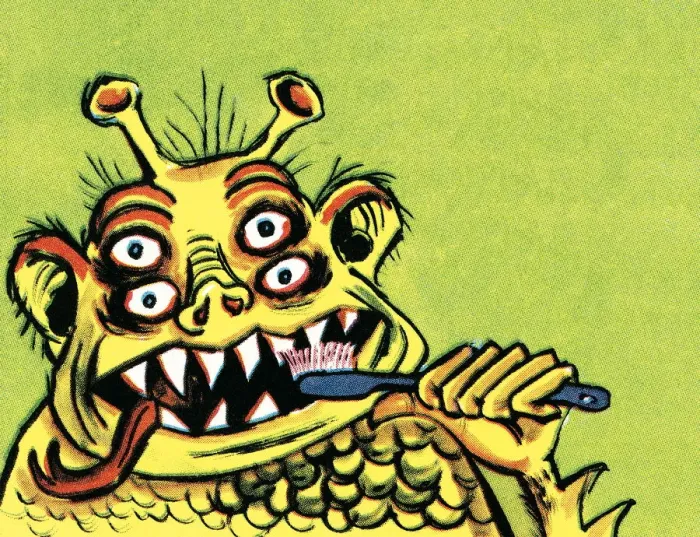 Framed Print : Monster brushing his teeth Framed Print : Monster brushing his teeth
