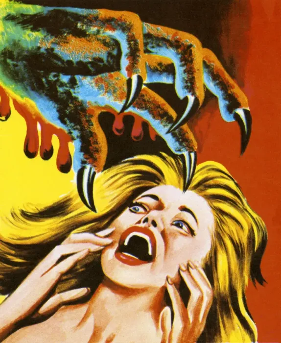 Framed Print : Monster Claw and Screaming Woman Framed Print : Monster Claw and Screaming Woman