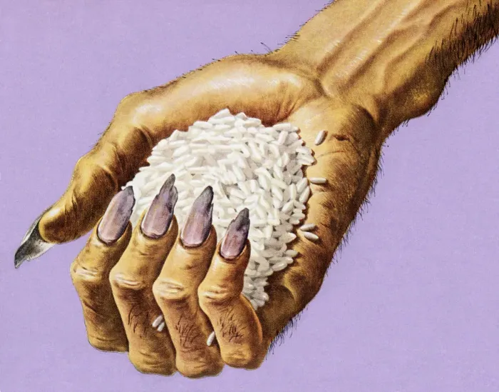 Framed Print : Monster Hand Holding Rice Framed Print : Monster Hand Holding Rice