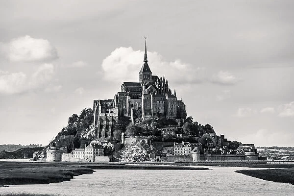 Mont Saint-Michel monastery view, touristic concept, France