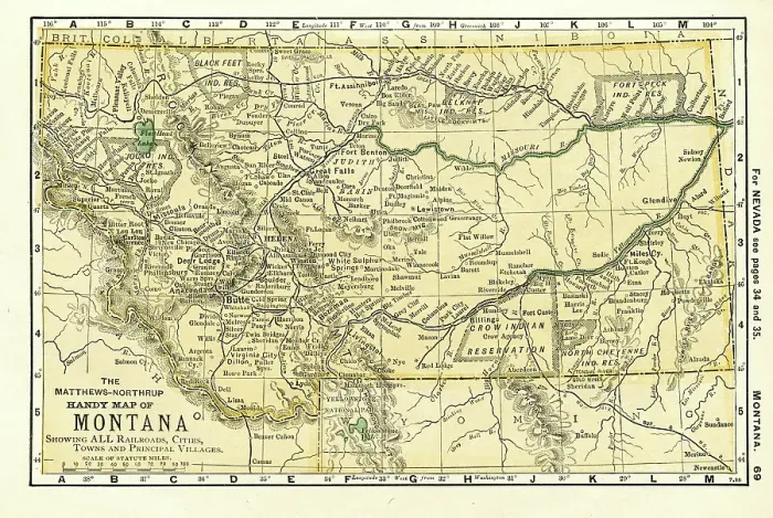 Framed Print : Montana map 1898 Framed Print : Montana map 1898