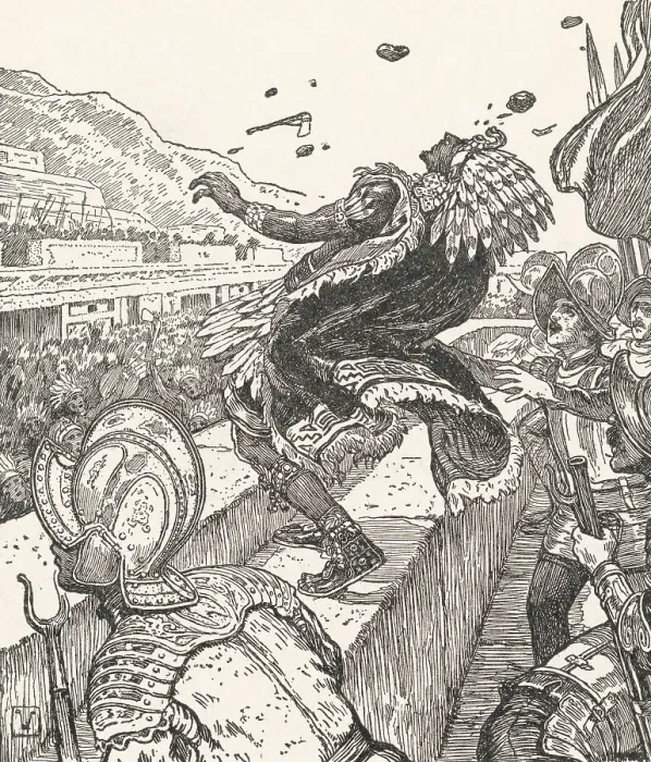 Framed Print : Montezuma Being Killed by Spanish Conquistadors Framed Print : Montezuma Being Killed by Spanish Conquistadors