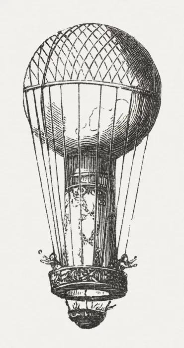 Framed Print : MontgolfiAšre, wood engraving, published in 1877 Framed Print : MontgolfiAšre, wood engraving, published in 1877