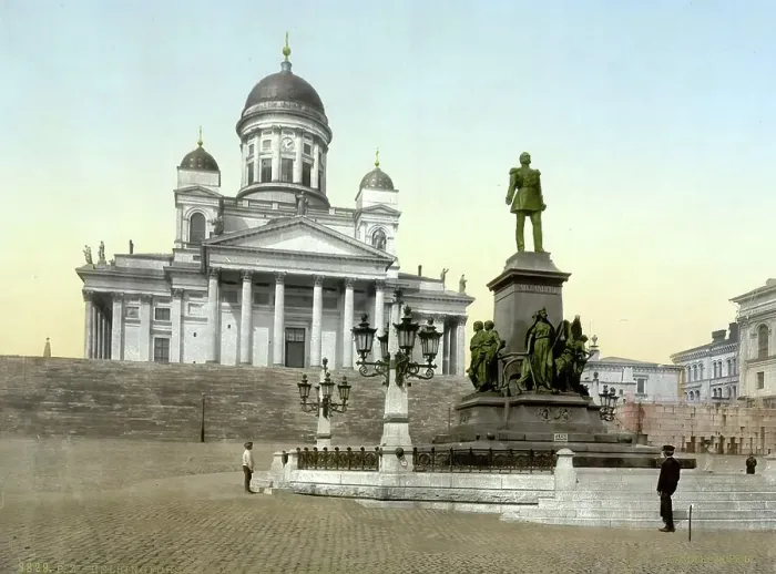 Framed Print : Monument of Alexander II, Helsingfors, Russia, Helsinki, Finland, c. 1890, Historic, digitally enhanced reproduction of a photochrome print of the period