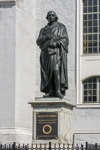 Monument to Herder, 1850, Herderplatz square in front of Herderkirche Church, bronze by sculptor Ludwig Schaller, Weimar, Thuringia, Germany