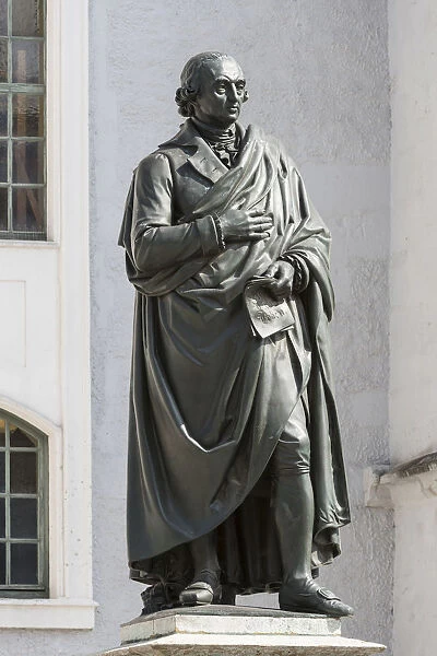 Monument to Herder, 1850, Herderplatz square in front of Herderkirche Church, bronze by sculptor Ludwig Schaller, Weimar, Thuringia, Germany