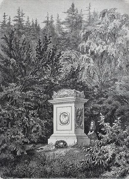The Monument to Queen Louise in the Palace Garden at Hildburghausen in 1880, Thuringia, Germany, Historical, digitally restored reproduction of an original from the 19th century