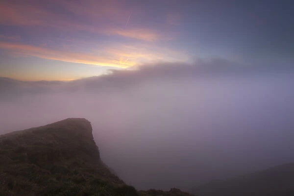 Moody dawn over Derbyshire. English Peak District. UK. Europe