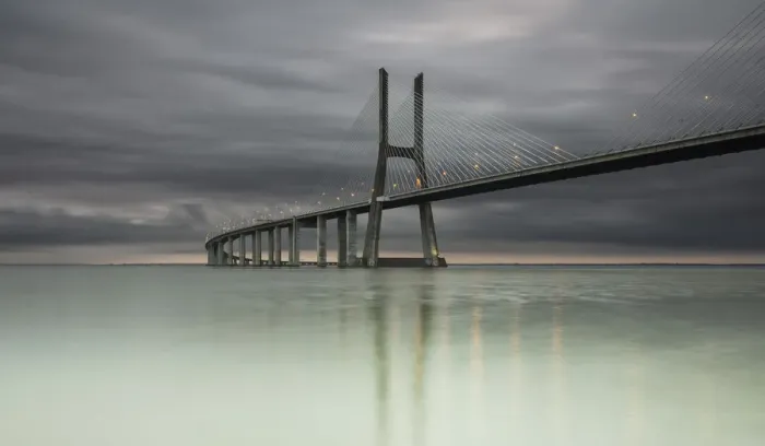 Framed Print : Moody Vasco da Gama Bridge Framed Print : Moody Vasco da Gama Bridge
