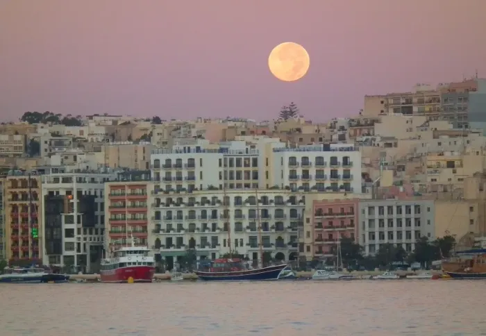Framed Print : Full moon over Gzira, between Valletta and Sliema Framed Print : Full moon over Gzira, between Valletta and Sliema