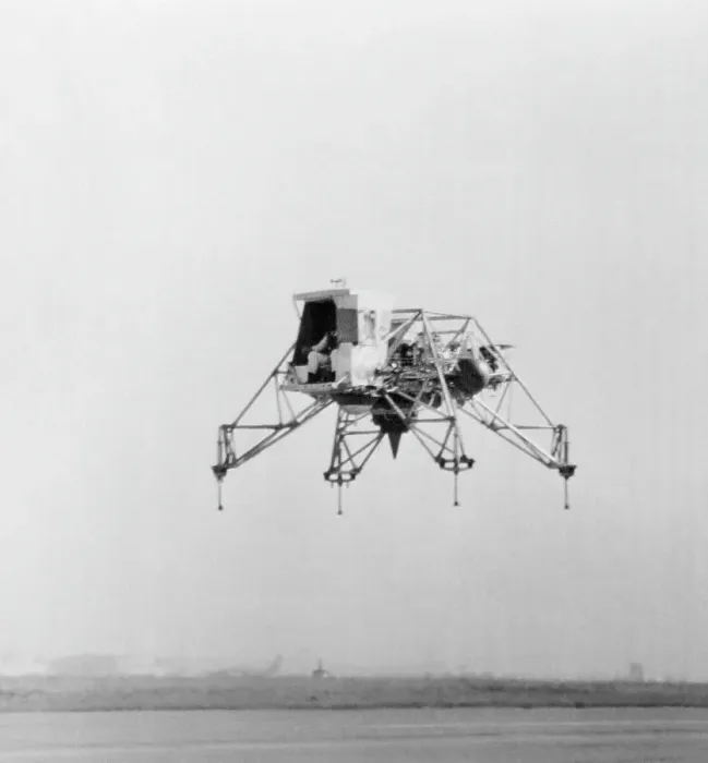 Framed Print : Moon Landing Trainer Descending Framed Print : Moon Landing Trainer Descending