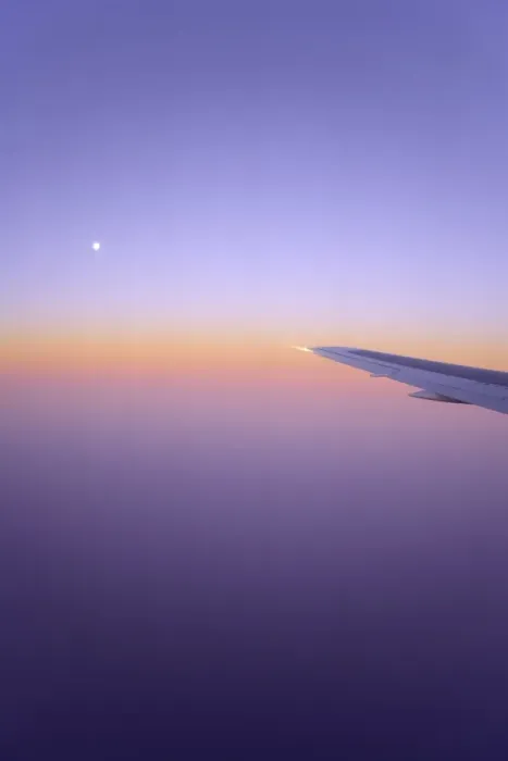 Framed Print : Full moon, plane wing, sunrise Framed Print : Full moon, plane wing, sunrise