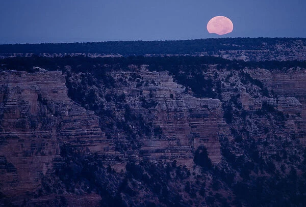 Moon rising over Grand Canyon