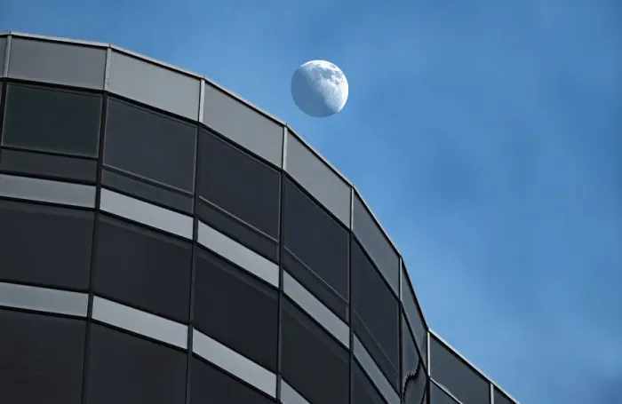 Framed Print : Moon Over Skyscraper Framed Print : Moon Over Skyscraper