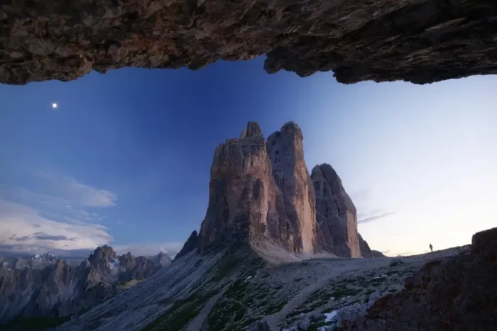 Framed Print : Moon behind Tre Cime di Lavaredo, Dolomites Framed Print : Moon behind Tre Cime di Lavaredo, Dolomites
