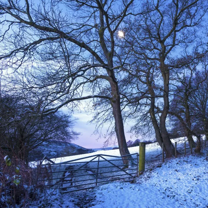 Framed Print : Moonlight on snow covered fields at Cwmyoy near Abergavenny in the Black Mountains Framed Print : Moonlight on snow covered fields at Cwmyoy near Abergavenny in the Black Mountains
