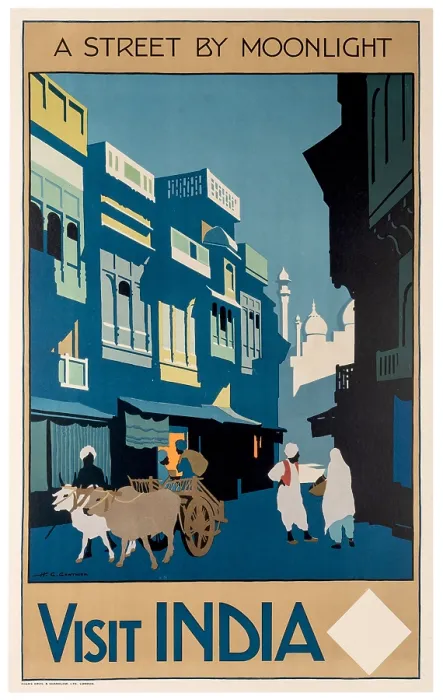 Framed Print : Moonlit Indian Street Poster Framed Print : Moonlit Indian Street Poster