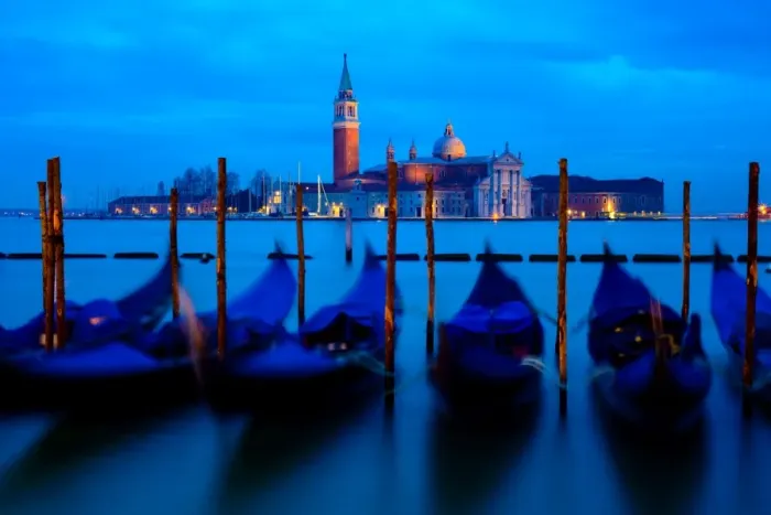 Framed Print : Moored Gondolas and the Island of Saint Giorgio Maggiore at Night Framed Print : Moored Gondolas and the Island of Saint Giorgio Maggiore at Night