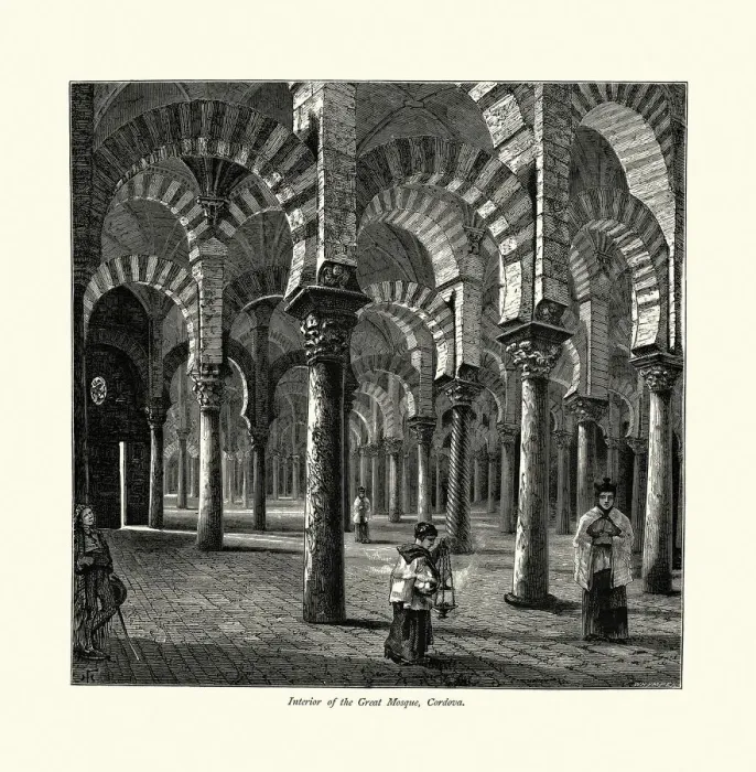 Framed Print : Moorish architecture, Great Mosque interior, Cordova, Spain, 19th Century Framed Print : Moorish architecture, Great Mosque interior, Cordova, Spain, 19th Century