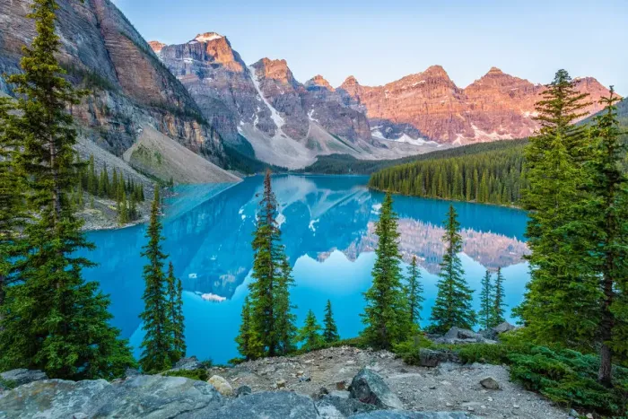 Framed Print : Moraine Lake with Alpen Glow on Ten Peaks Banff National Park Canada Framed Print : Moraine Lake with Alpen Glow on Ten Peaks Banff National Park Canada